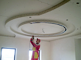 Монтаж многоуровневой конструкций для потолка из гипсокартона